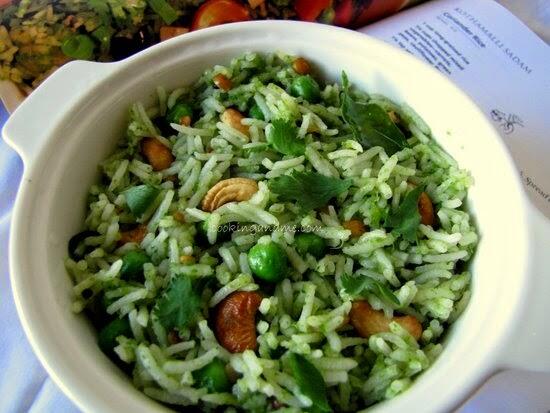 kothamalli sadam - south indian coriander rice recipe