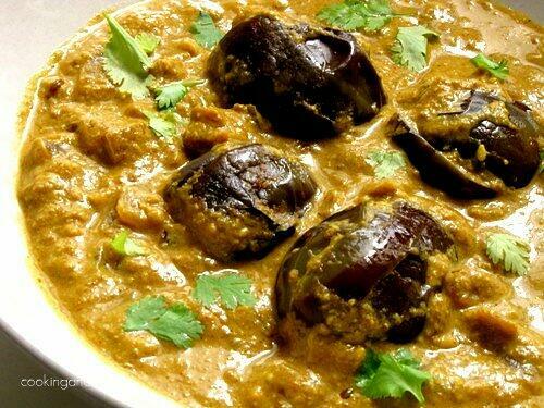 bagara baingan recipe, an eggplant sidedish from Hyderabad served with biryani