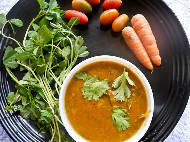 Methi Sambar (Fenugreek Leaves Sambar)