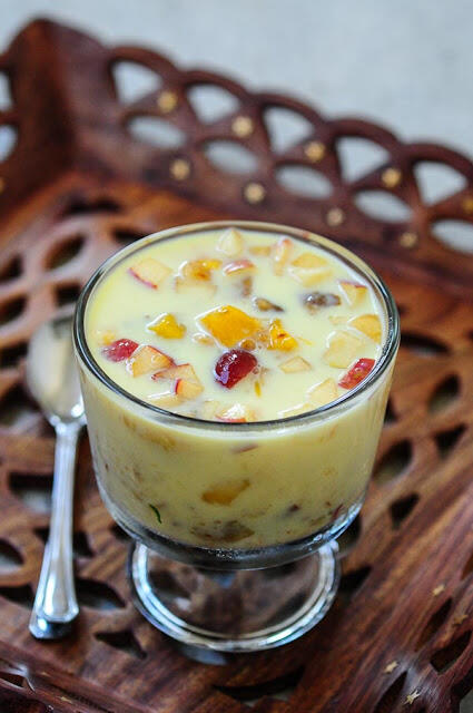 Fruit Custard Recipe, Fruit Salad with Custard Sauce