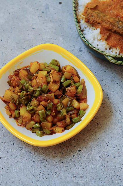 Beans Aloo Sabji - Potato Beans Stir-Fry (Curry) Recipe