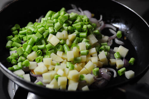 Beans Aloo Sabji - Potato Beans Stir-Fry (Curry) Recipe