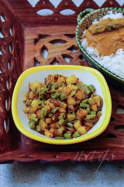 Beans Aloo Sabji - Potato Beans Stir-Fry (Curry) Recipe