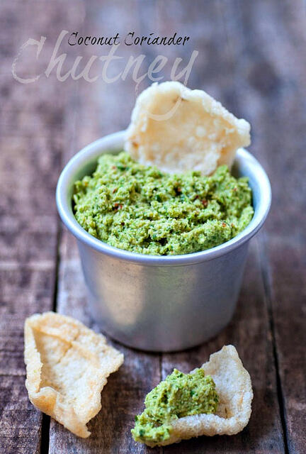 Coconut Coriander Chutney for Rice (Cilantro Chutney Recipe) coconut coriander chutney recipe for rice
