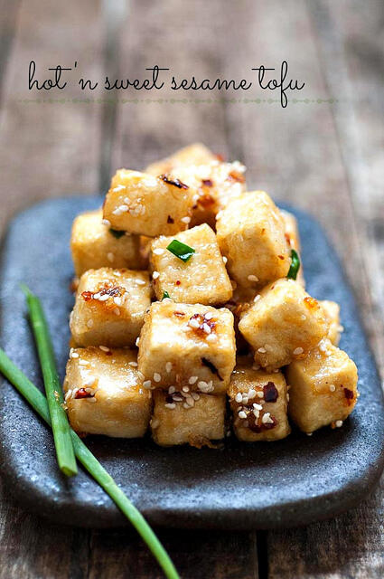 Sesame Tofu Recipe with Hot & Sweet Sauce - Step by Step hot and sweet sesame tofu recipe