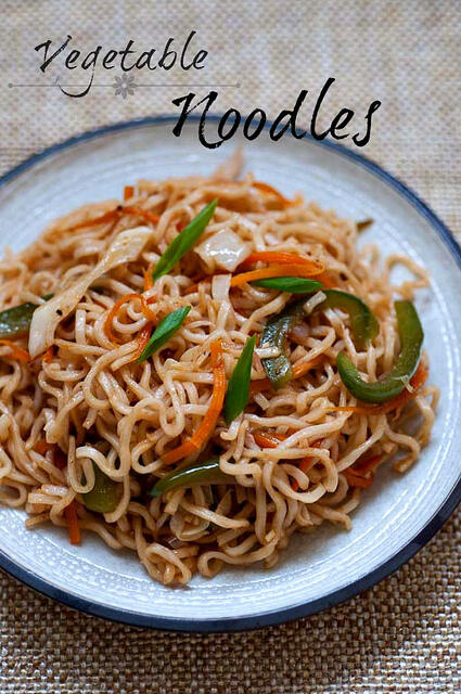 Vegetable Noodles Recipe - Indian Chinese Veg Noodles Recipe