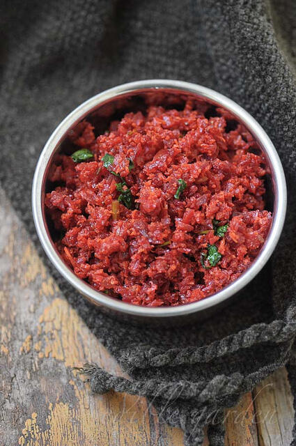 carrot beetroot thoran recipe - kerala style