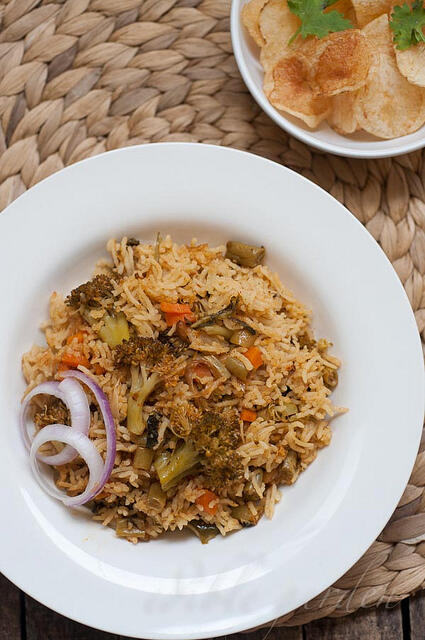 Easy Vegetable Biryani Recipe, Pressure Cooker-Rice Cooker Method