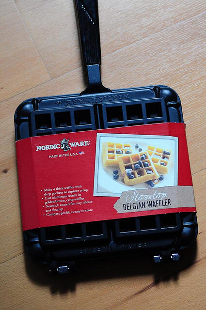 crispy waffles with cacao nibs