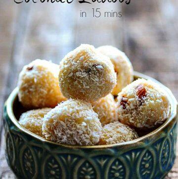 coconut ladoo recipe, easy coconut ladoo for diwali