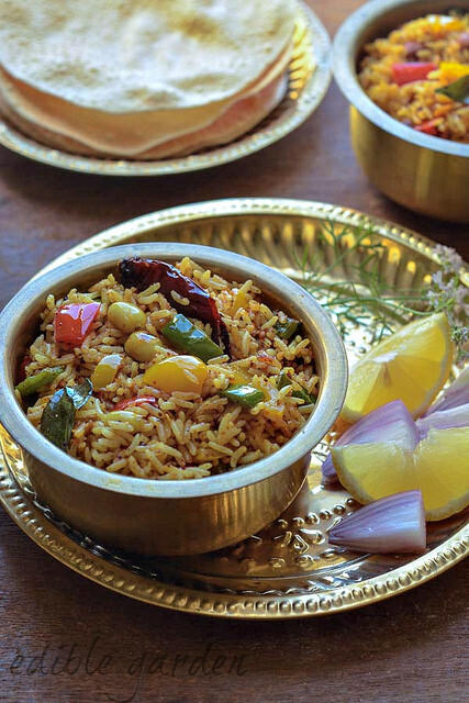 capsicum rice, capsicum masala rice recipe