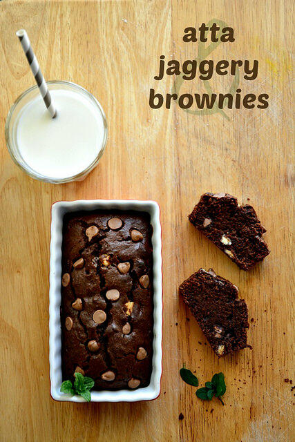 atta jaggery brownies-whole wheat brownies recipe