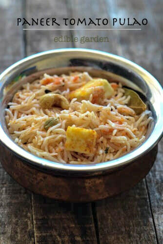 tomato paneer pulao recipe, how to make tomato paneer pulao