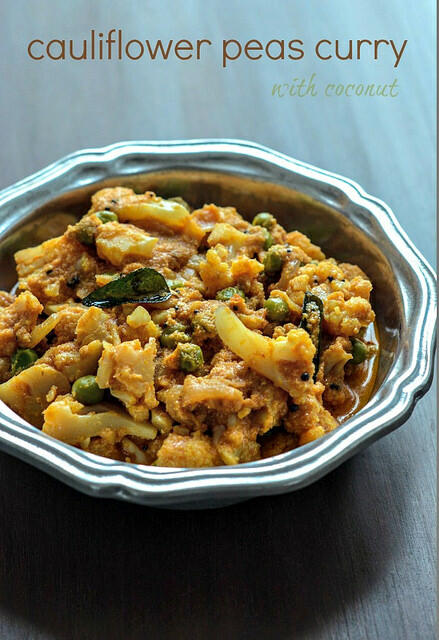 Cauliflower Green Peas Curry with Coconut, Step by Step Recipe cauliflower green peas coconut curry recipe