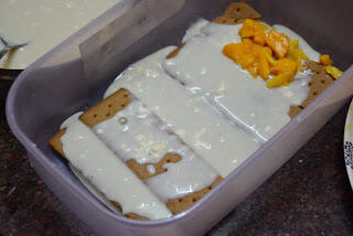 Eggless no bake mango biscuit pudding recipe step by step Eggless no bake mango biscuit pudding recipe step by step