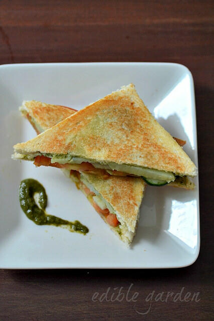 Grilled Vegetable Sandwich Recipe - Easy Indian Evening Snacks grilled vegetable sandwich recipe