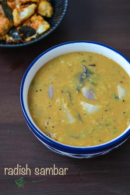 radish sambar, how to make radish sambar mullangi sambar