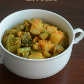 aloo beans recipe, how to make pressure cooker aloo beans ed