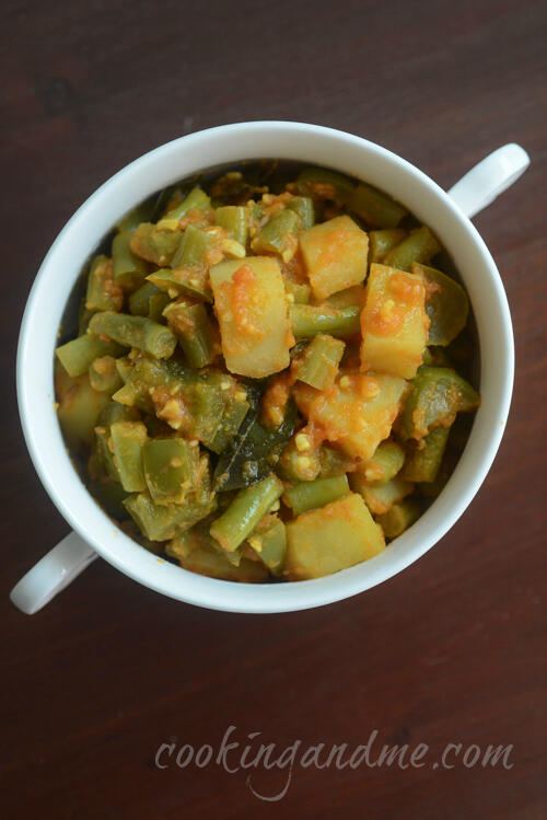 aloo beans recipe, how to make pressure cooker aloo beans