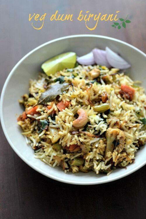 hyderabadi vegetable dum biryani, veg dum biryani recipe