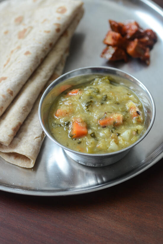 mixed vegetable dal recipe, step by step