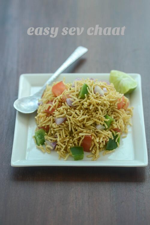 sev chaat recipe, quick and easy party starter 