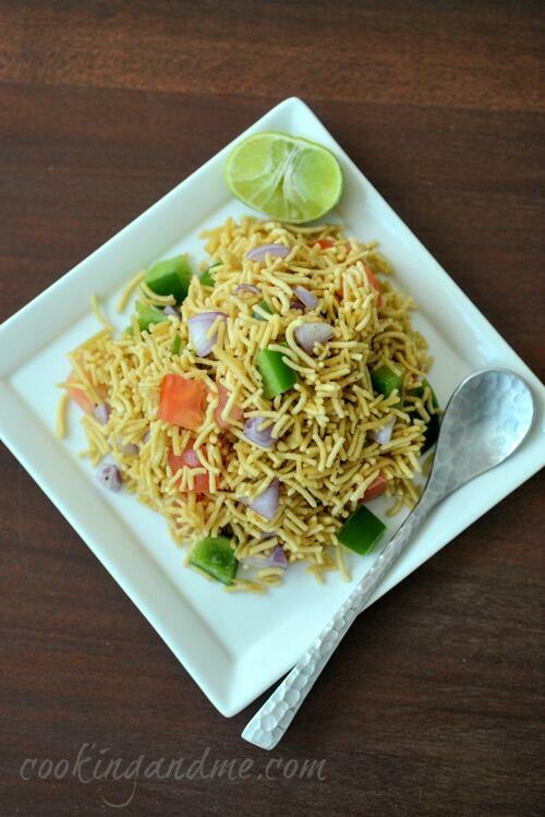 sev chaat recipe, quick and easy party starter 