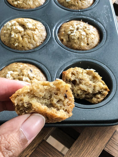 banana oats atta muffins for baby, toddlers