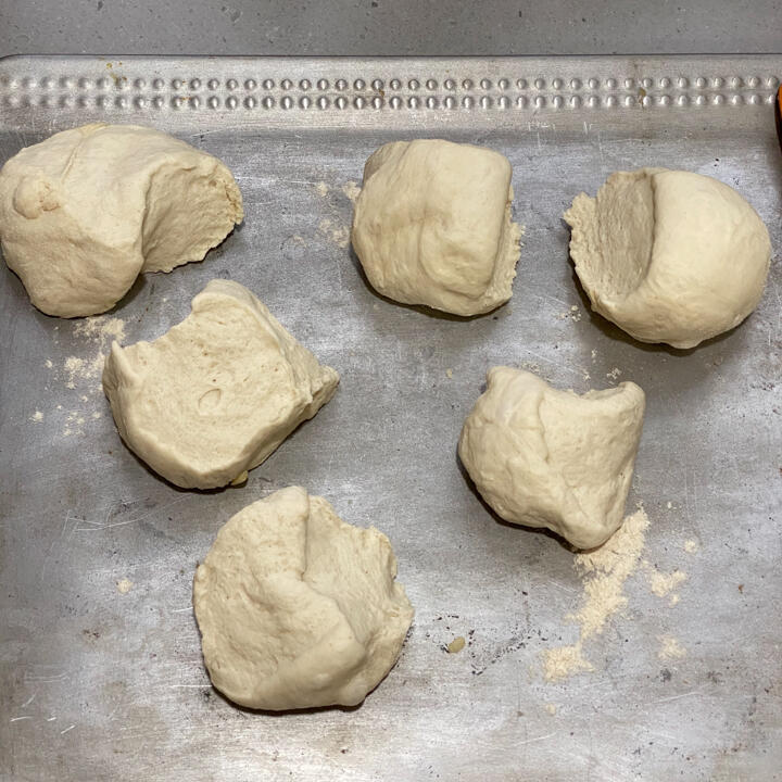 dough for rainbow swirl bread, dividing