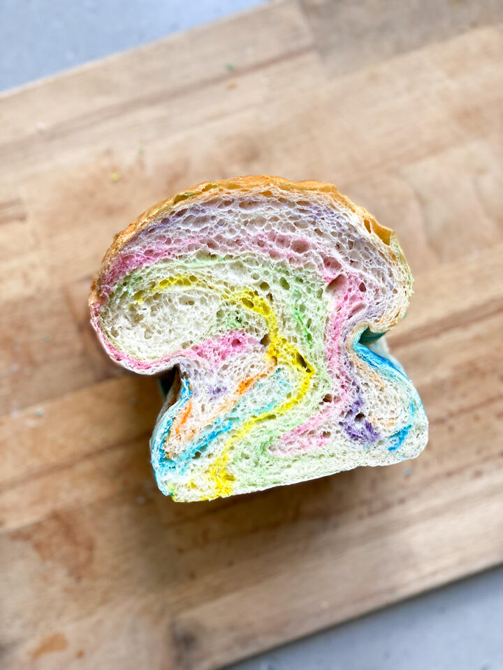 sliced rainbow swirl bread