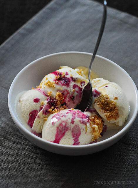 Eggless Blueberry Cheesecake Ice Cream Recipe