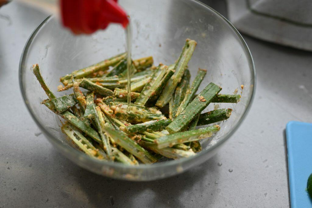 air fryer okra fry kurkuri bhindi