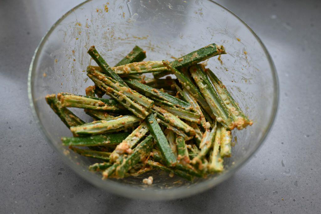 air fryer okra fry kurkuri bhindi